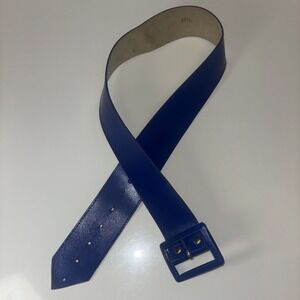 VTG Blue Faux Leather Belt Sz M-L WOMEN'S Steam Punk Trendy Whimsigoth Grunge‎